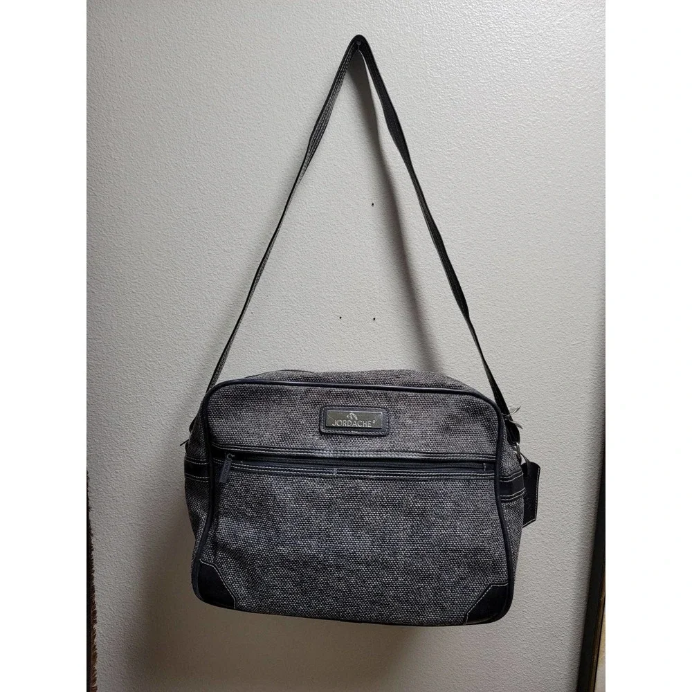 Vtg Jordache Shoulder Travel Overnight Bag Tweed Luggage